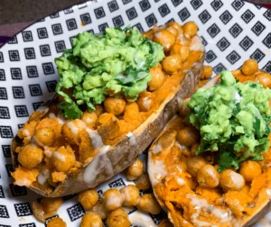 Vegan Chickpea-Stuffed-Sweet-Potatoes