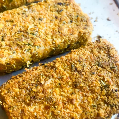 herb crusted tofu streaks crispy