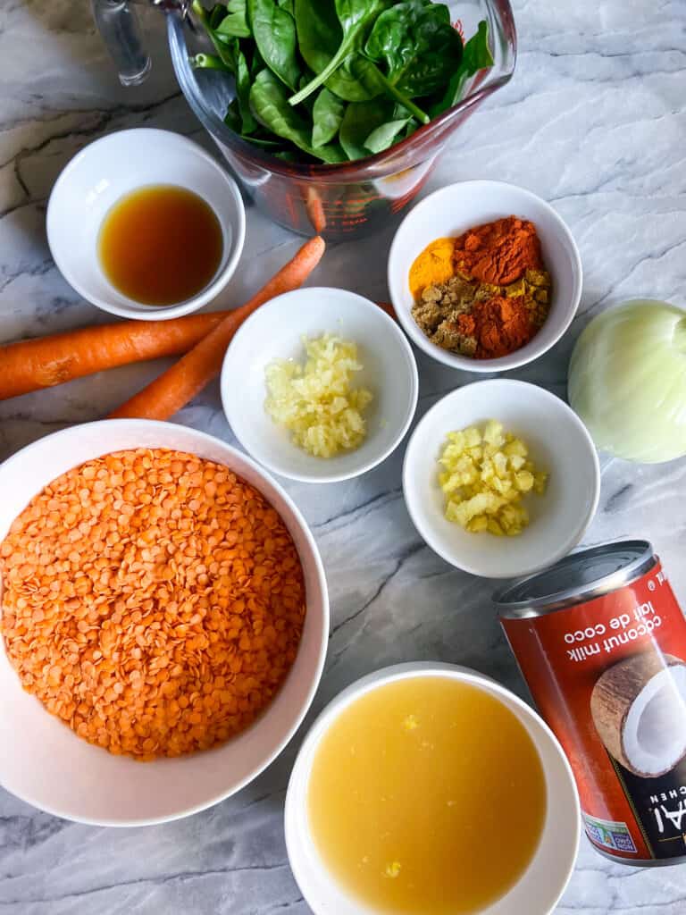 ingredients in bowls for vegan recipe