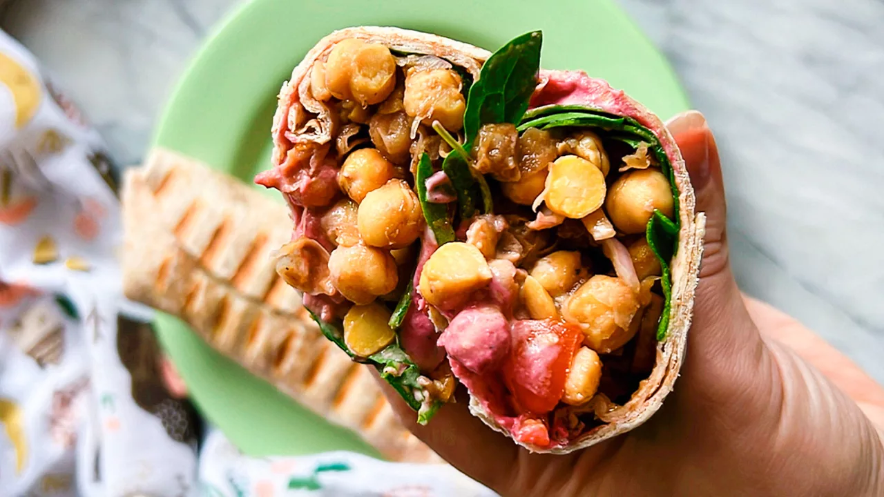 Mediterranean vegan chickpea wrap