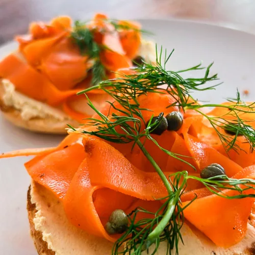 Vegan Carrot Lox Bagels