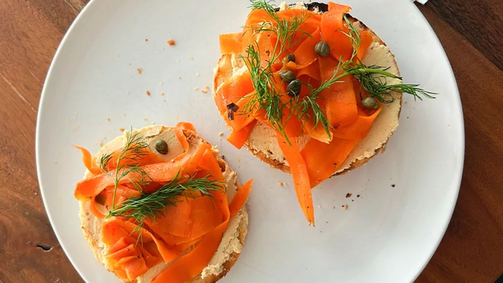 Vegan Carrot Lox Bagels-2 bagels