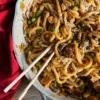 Vegan Peanut Noodles recipe with chop sticks