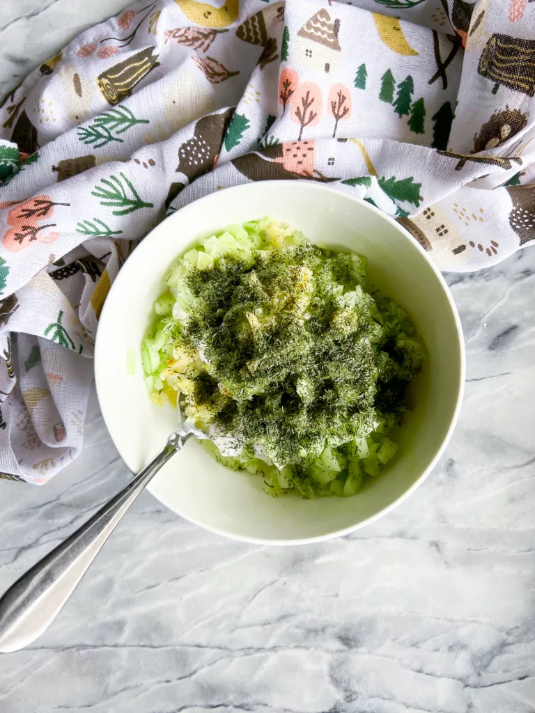 vegan tzatziki mixture in bowl