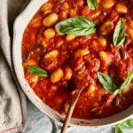 Vegan Gnocchi Puttanesca with basil