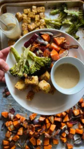 Tofu Sheet Pan Dinner with Tahini Sauce