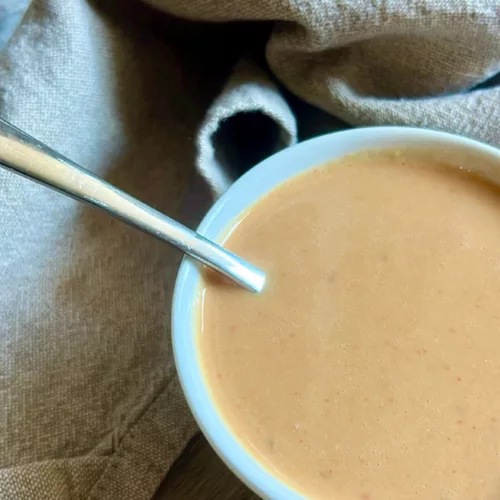 Vegan Thai Peanut Dressing in bowl