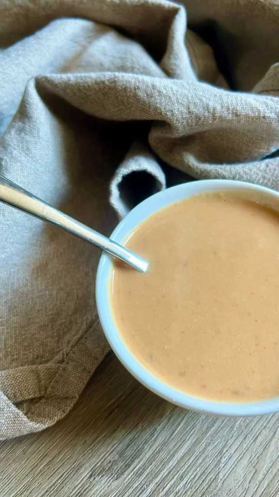 Vegan Thai Peanut Dressing in bowl