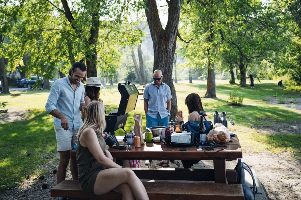 vegan BBQ in park with essy cooks