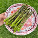 grilled asparagus in park