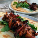 grilled oyster mushrooms on flatbread
