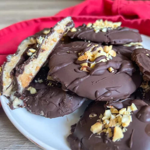 Chocolate covered peanut butter yogurt bites