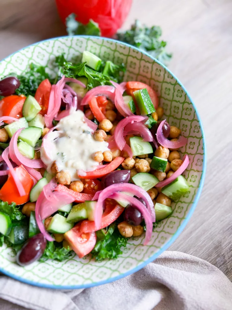 Shawarma Kale Salad with chickpeas