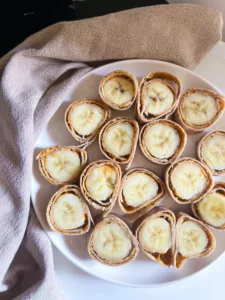 Peanut Butter Banana Roll ups above angle