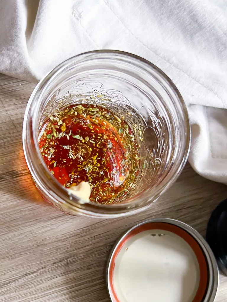 greek salad dressing in mason jar