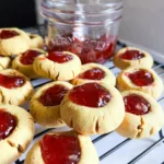 4 ingredient cookies thumb print cookies on backing sheet recipe