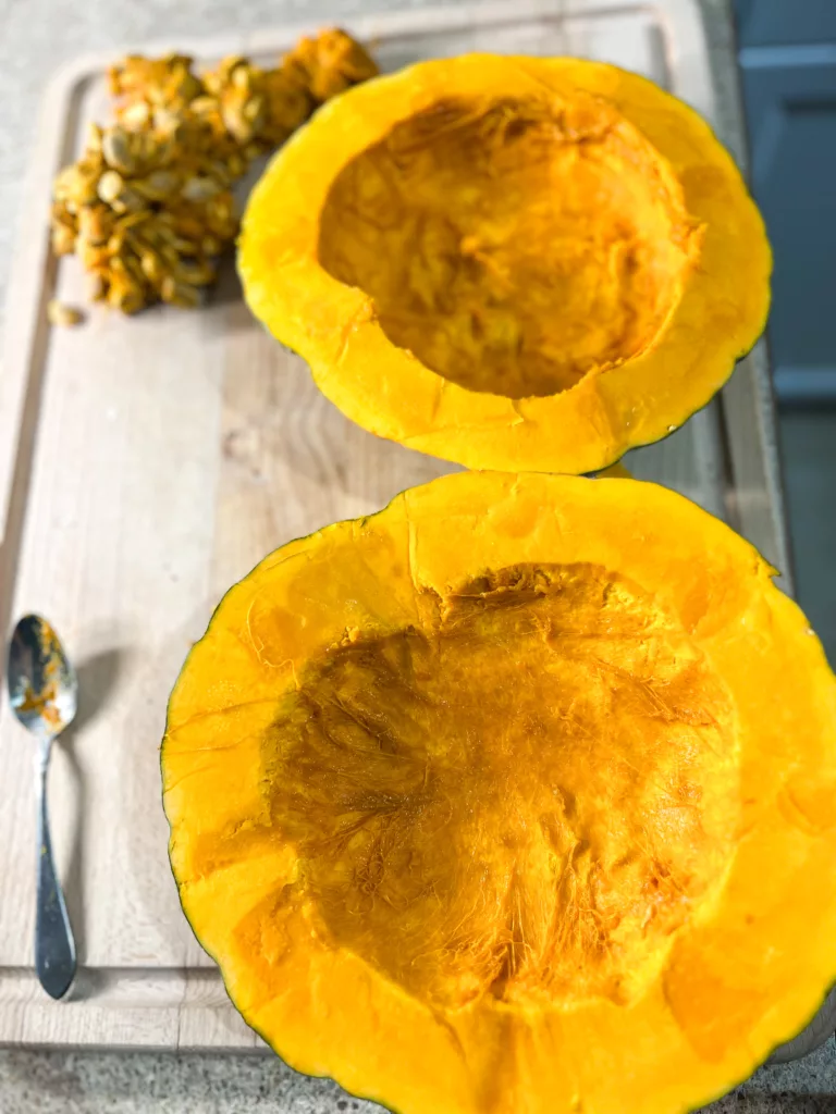 Acorn Squash cut in half and seeded