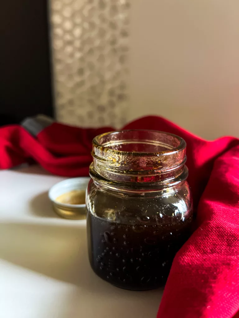 maple balsamic dressing in jar