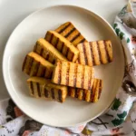 balsamic marinated tofu on white plate