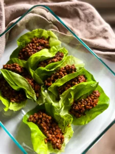 Lentil Lettuce Wraps In Glass container
