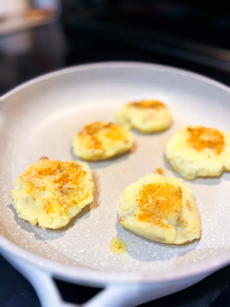 potato pancakes from mashed potatoes cooked