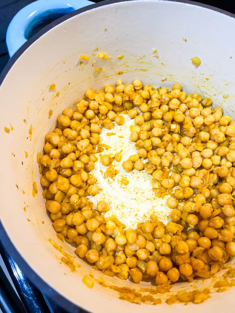 chickpeas cooking in dutch oven