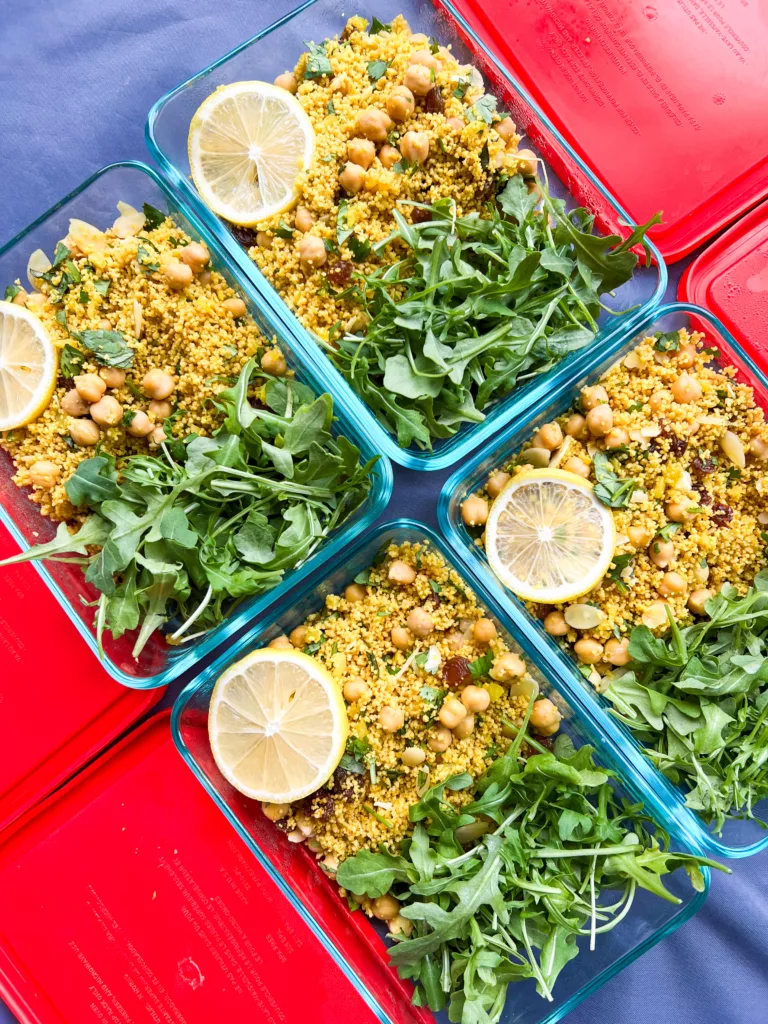 Moroccan Couscous with Chickpeas Vegan Meal Prep