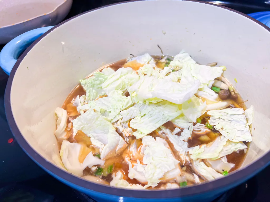 Taiwanese cabbage added to Udon Noodle Soup