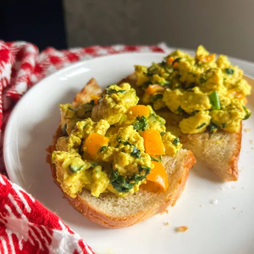 vegan tofu scramble on toast