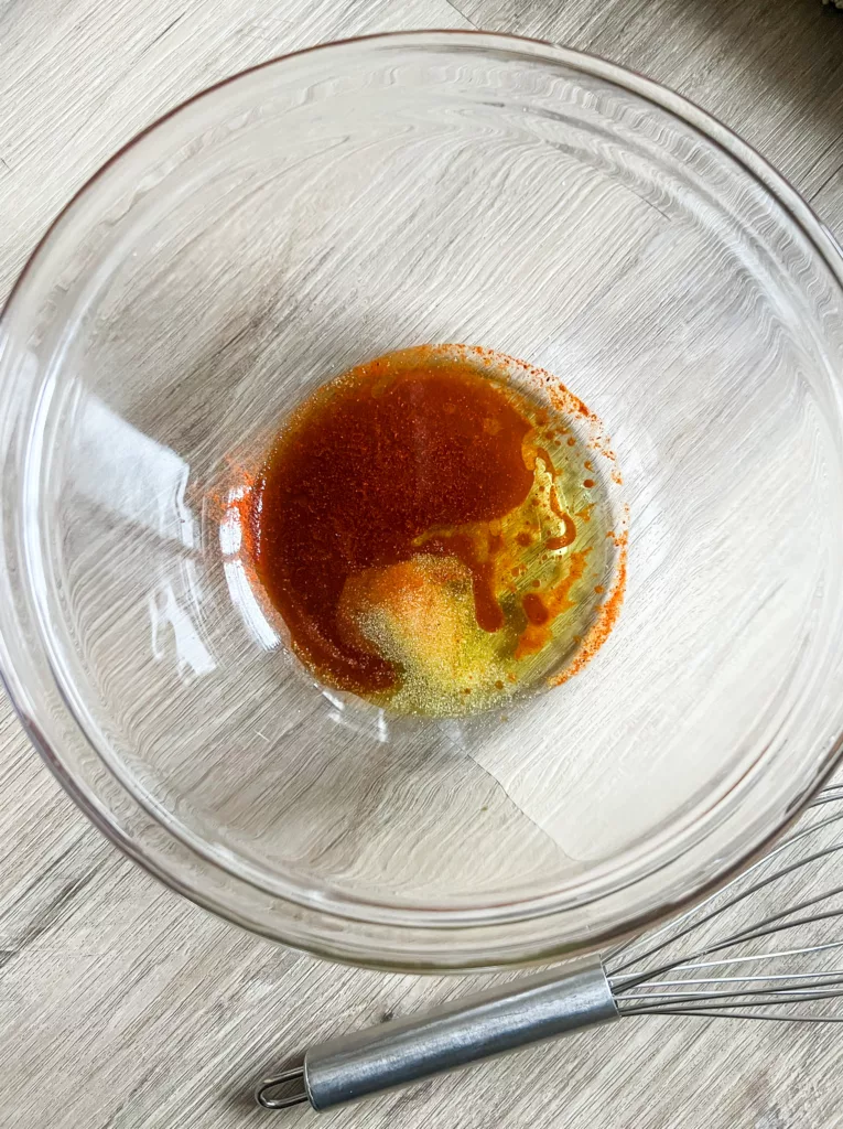 tofu marinade in clear mixing bowl