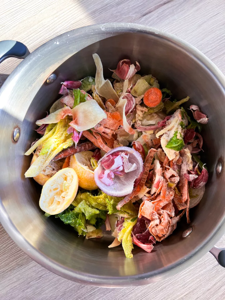 making vegetable broth in pot