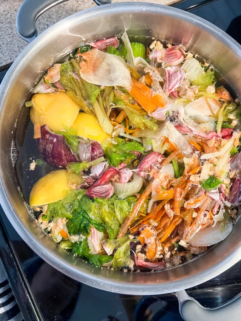 cooking homemade veg stock