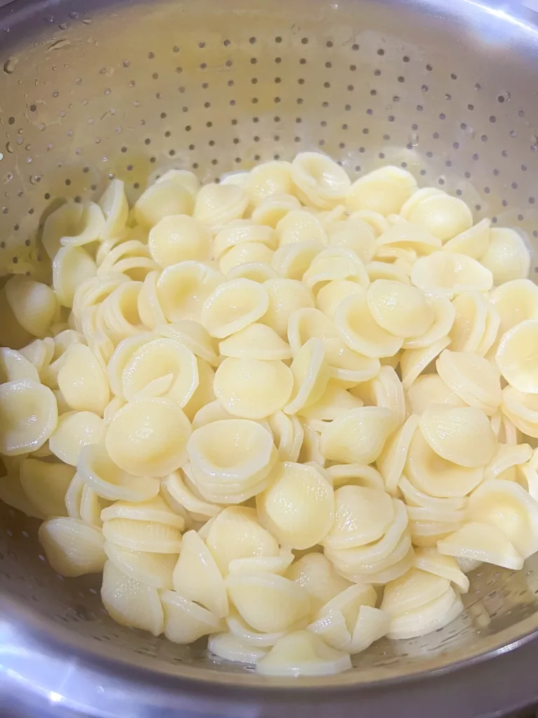 noodles in strainer