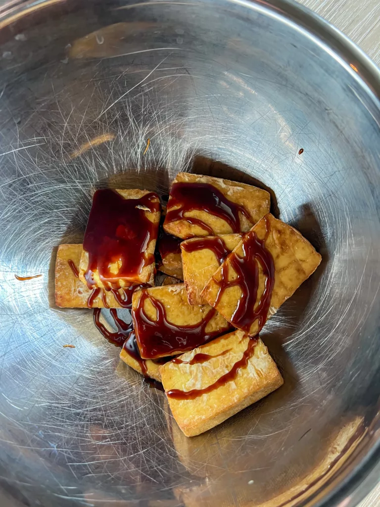 Air Fryer Tofu Steaks with hoisin sauce