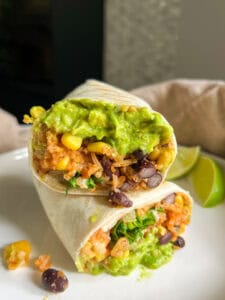 vegan burritos stacked
