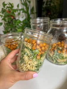 plant based meal prep Kale Pasta Caesar Salad