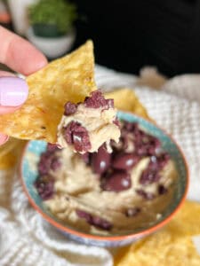 red lentil hummus recipe with olives