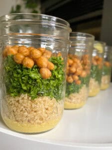 Kale Quinoa Salad With Chickpeas and Creamy Dijon Tahini Dressing Meal Prep