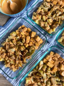 Sheet Pan Sweet Potato Tofu dish meal prep recipe