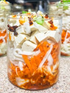 Gochujang Instant Noodle Jars with Tofu Meal Prep