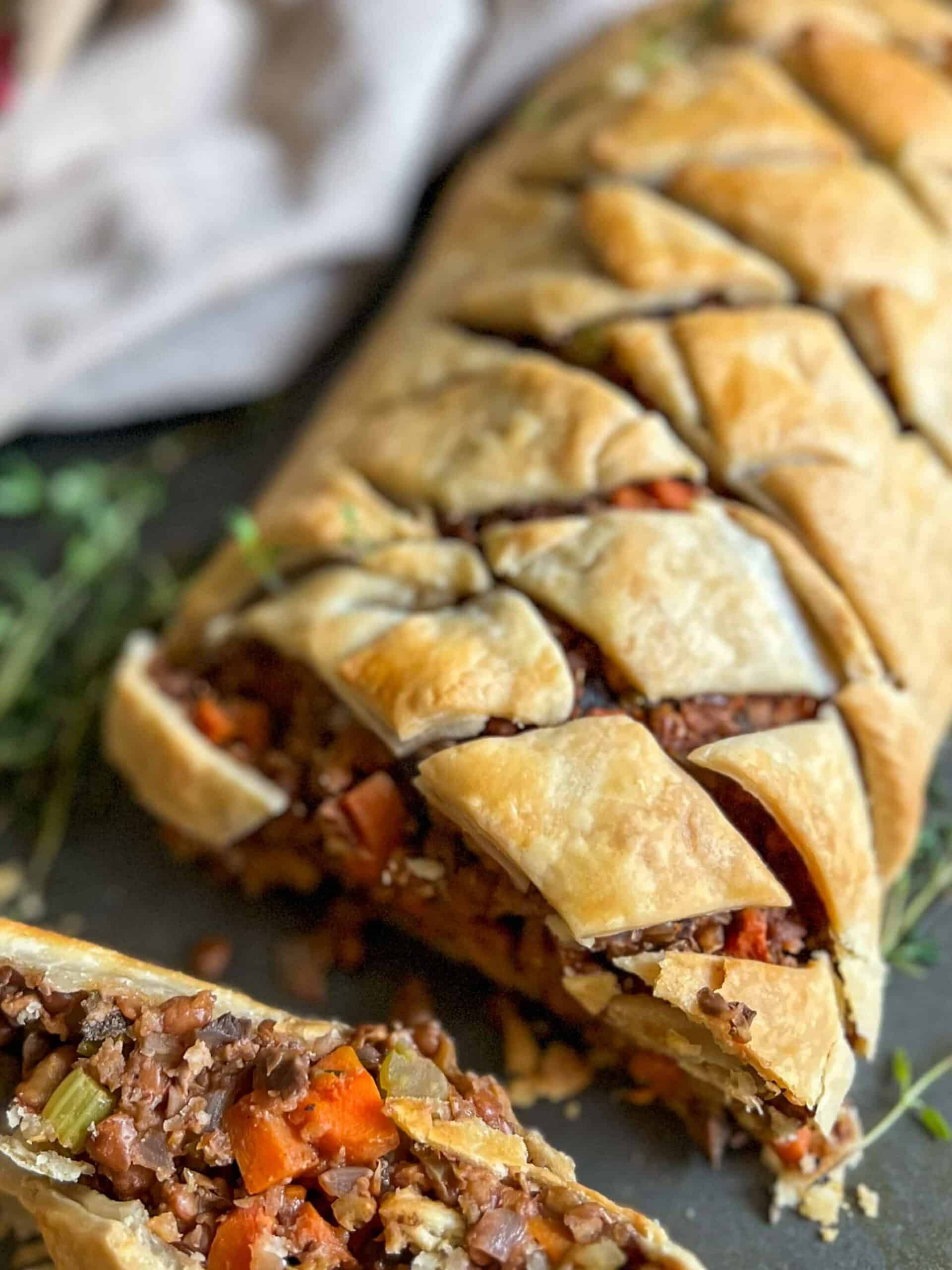 vegan wellington cut open