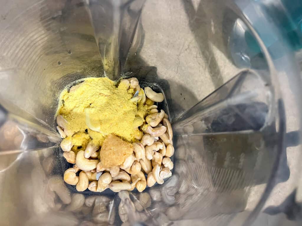 nooch and cashews in blender