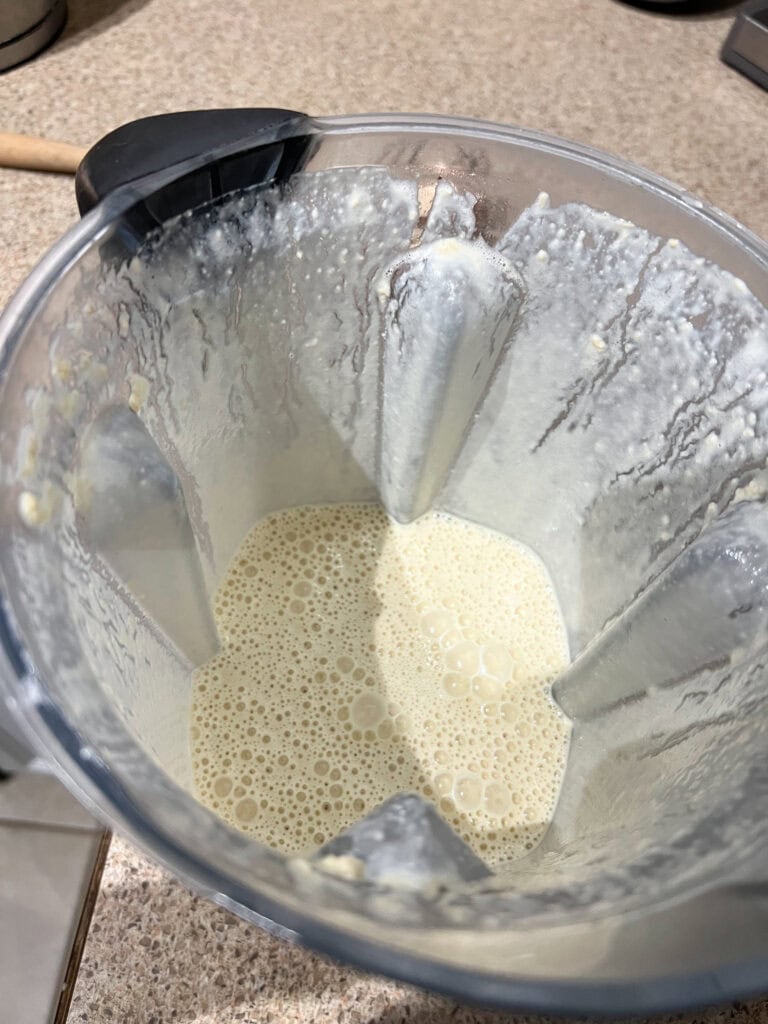 vegan fondue cheese mixed in blender