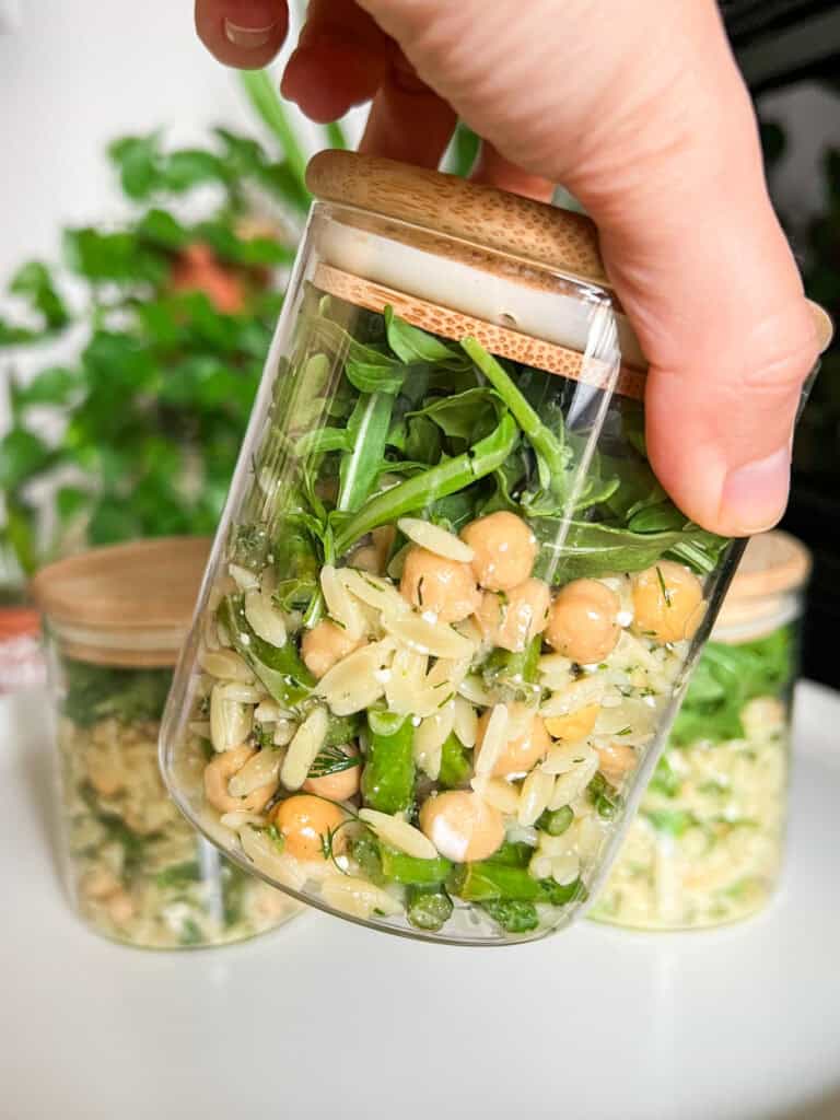 meal prep Asparagus Pasta Salad with chickpeas