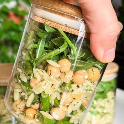meal prep Asparagus Pasta Salad with chickpeas