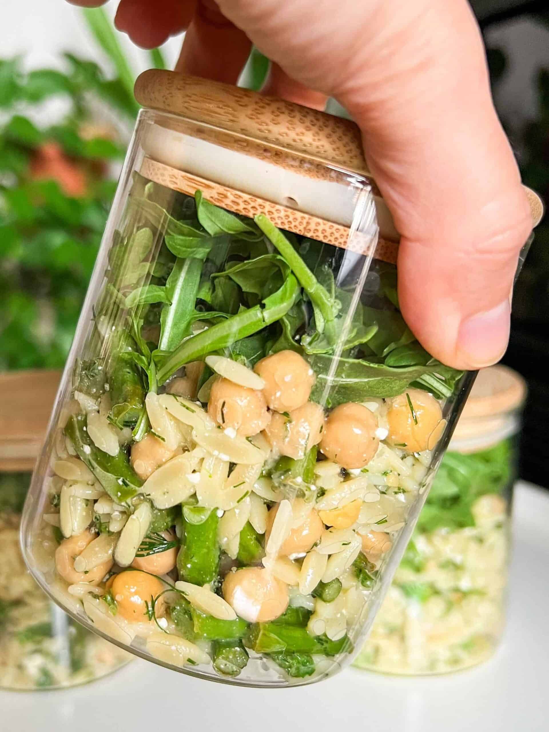 meal prep Asparagus Pasta Salad with chickpeas