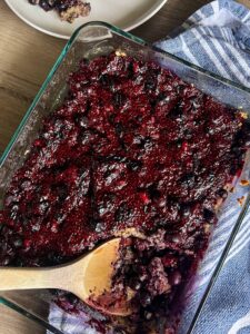 baked oatmeal and blueberries