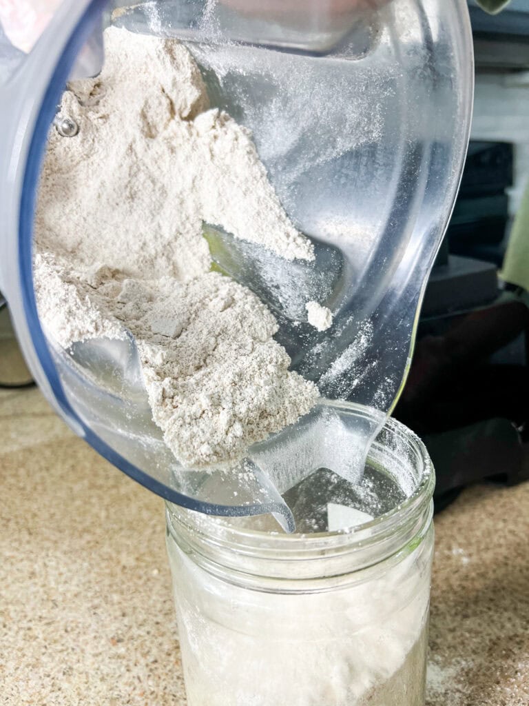 making homemade oat flour in blender