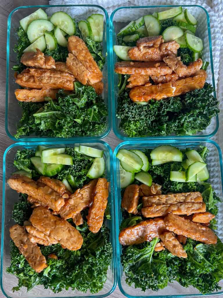Kale Salad with Smokey Maple Tempeh Meal Prep