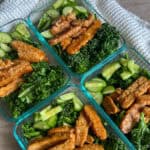 meal prep Kale Salad with Smokey Maple Tempeh